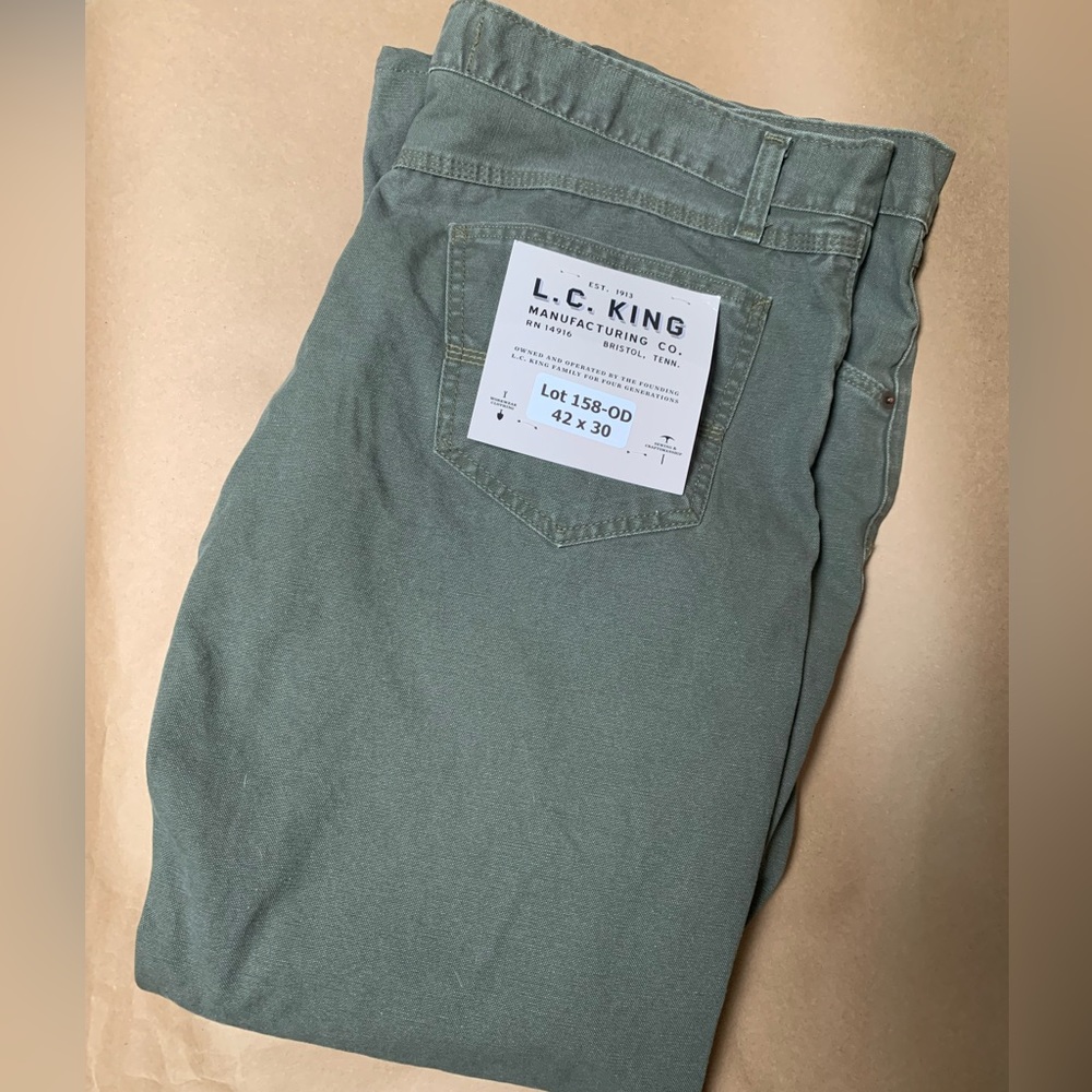 L.C. King Olive 5 Pocket Pants 42x30 NWT
